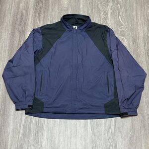 FootJoy DryJoys Windbreaker Jacket Mens Extra Large Blue Black Golf Sport Zip Up